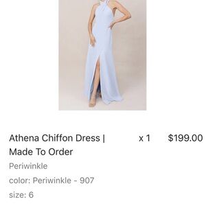 Revelry Athena Chiffon Dress - Periwinkle Size 6 Bridesmaid Dress - Never Worn